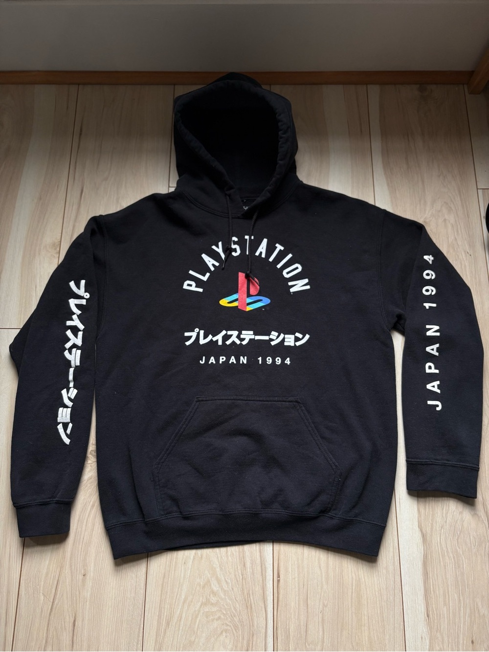 PlayStation Japan 1994 Hoodie Mens Medium Black Graphic Pullover Gaming